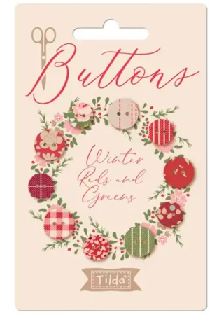 Confezione da 10 Bottoni Rivestiti in Tessuto - Tilda Creating Memories Spring Winter Soddisfatti O Rimborsati