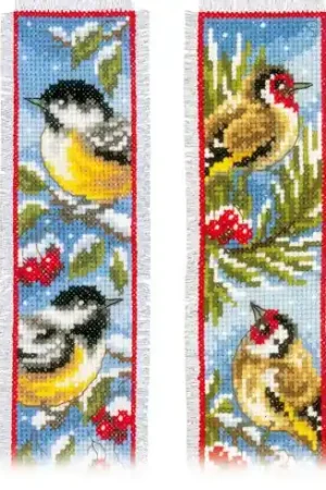 Kit segnalibro da ricamo - Uccelli invernali - Vervaco Quantità Limitata