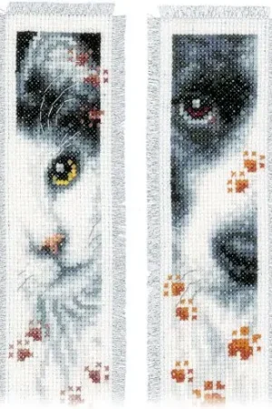 Promozione Esclusiva Kit segnalibro da ricamo - Cane e gatto - Vervaco