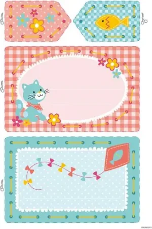 Kit bigliettini da ricamare per bambini - Kit da creare - Gatto e aquilone - Vervaco Prezzo Ridotto