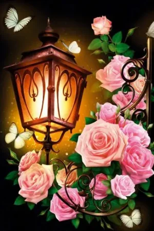 Kit ricamo diamante - Lanterna e rose - Diamond Painting Compra Online