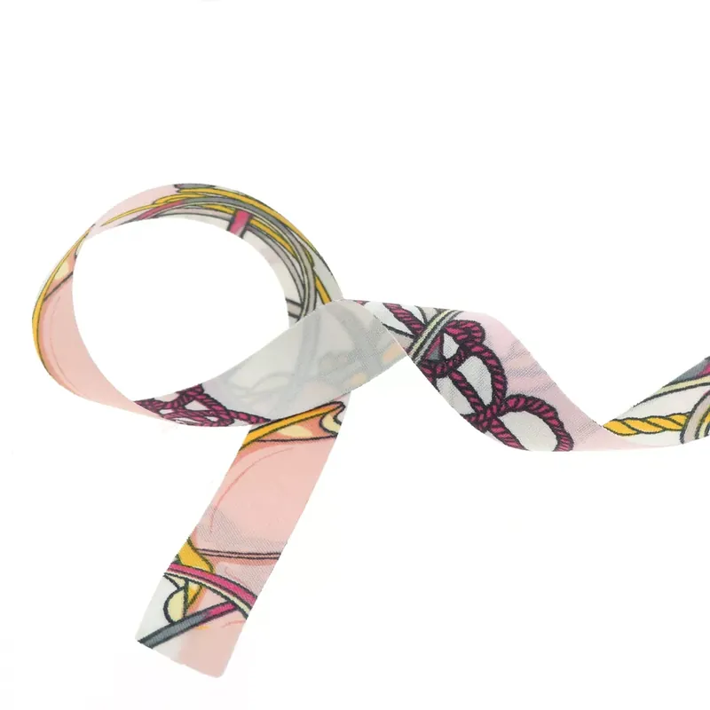 Ruban foulard 15 mm en polyester - Blanc - Rose clair x1m Nuovo Arrivo