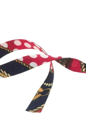 Ruban foulard 15 mm en polyester - Bleu marine - Rouge x1m Pagamento Sicuro
