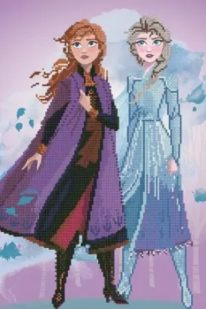 Più Venduto Kit ricamo diamante - Elsa e Anna - Vervaco