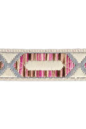 Saldi Galon brodé motif hexagone allongé 20 mm Beige/Rose/Argenté x50cm