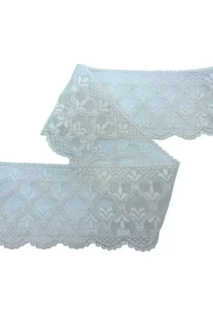 Passamaneria Panna Merletto Rebrodè Valencienne Pizzo Disegno Cuore Smerlato Alto 9,5 Cm Must-Have