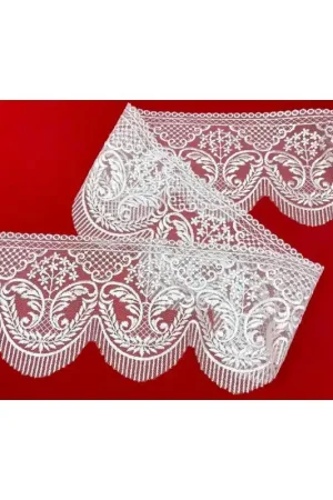 Ultima Occasione Passamaneria Merletto Tulle Ricamo Punta Alta Ghirigoro Fiorellini Alto 12 Cm