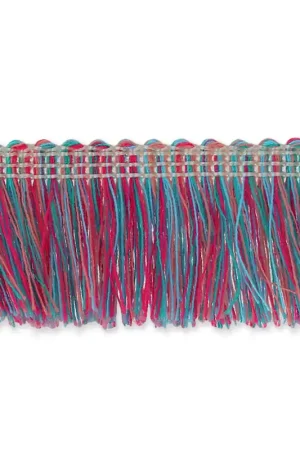 Galon franges 25 mm Pink/Green Turquoise/Bleu  x30cm Reso Gratuito
