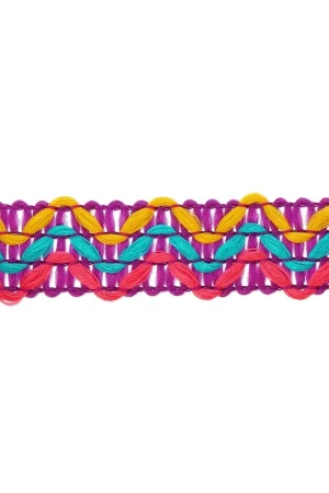 Galon tissé motif chevron 15 mm Violet/Bleu Canard x1m Prezzo Scontato