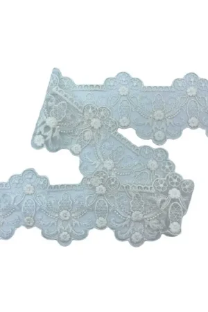 A Buon Prezzo Passamaneria Panna Pizzo Tulle Ricamo Fiore Alto 8,5 Cm