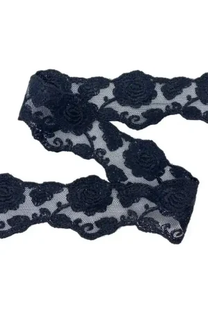 Passamaneria Pizzo Tulle Ricamo Fiore Punta Smerlato Stondata Alto 4 Cm Offerta Limitata