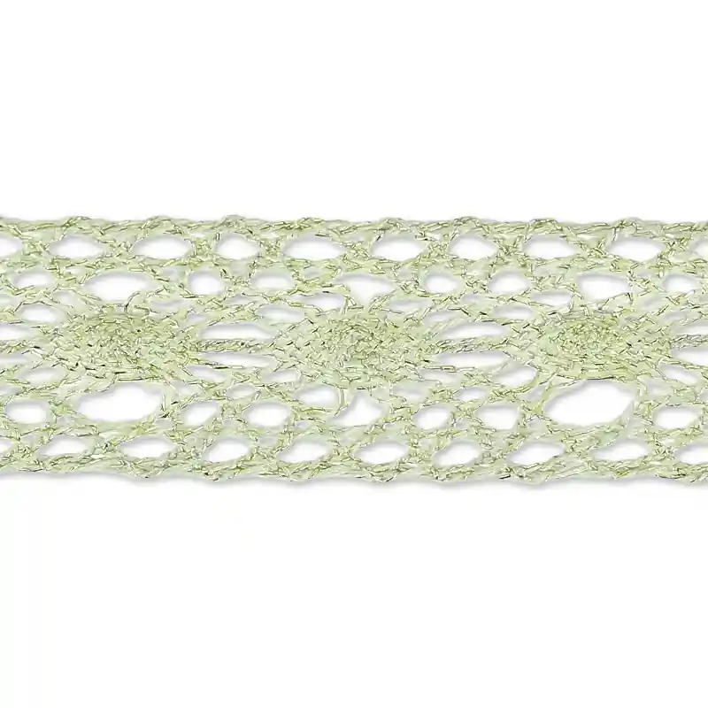 Ruban dentelle en lurex 14 mm Doré/Cream x 2m Nuova Collezione