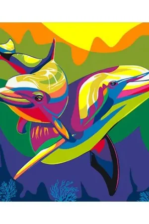 Sconto Kit di pittura per numero - Delfini arcobaleno - Wizardi