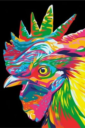 Kit di pittura per numero - Testa di gallo arcobaleno - Wizardi Più Venduto