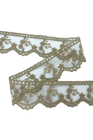 Passamaneria Pizzo Merletto Tulle Ricamo Matto Fiorellini Alto 3,2 Cm Affare