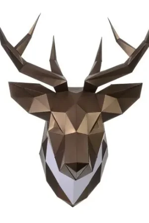 Puzzle 3D - Testa di cervo in bronzo - Wizardi Compra Online