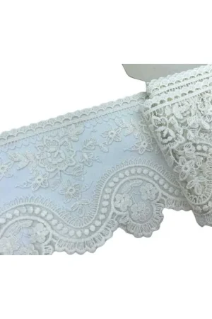 Compra Adesso Passamaneria Pizzo Merletto Punta Tulle Ricamo Disegno Fiori Smerlo Alto 10 Cm