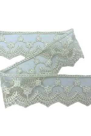 Subito Disponibile Passamaneria Punta Pizzo Merletto Tulle Ricamo Fiorellino Alto 4 Cm