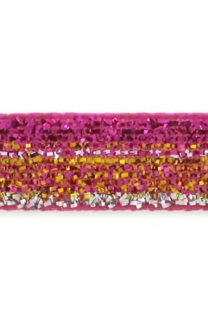 Ruban pailleté 10 mm Fuchsia/Doré/Argenté x 2m Solo Oggi