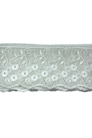 50 Cm Passamaneria Panna Pizzo Tulle Rete Ricamo Fiore Alto 12 Cm Offerta Lampo