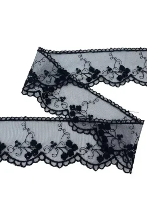 Passamaneria Pizzo Tulle Merletto Smerlo Ricamo Fiore Alto 6,5 Cm Non Perdere