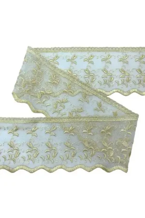 Passamaneria Pizzo Punta Alta Perla Tulle Ricamo Tulipano Alto 8 Cm Promozione