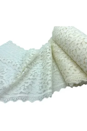 Spedizione Espresso Passamaneria Pizzo Tulle Merletto Tramezzo Bordo Punta Alta Ricamo Ghirigoro Smerlato Alto 26 Cm