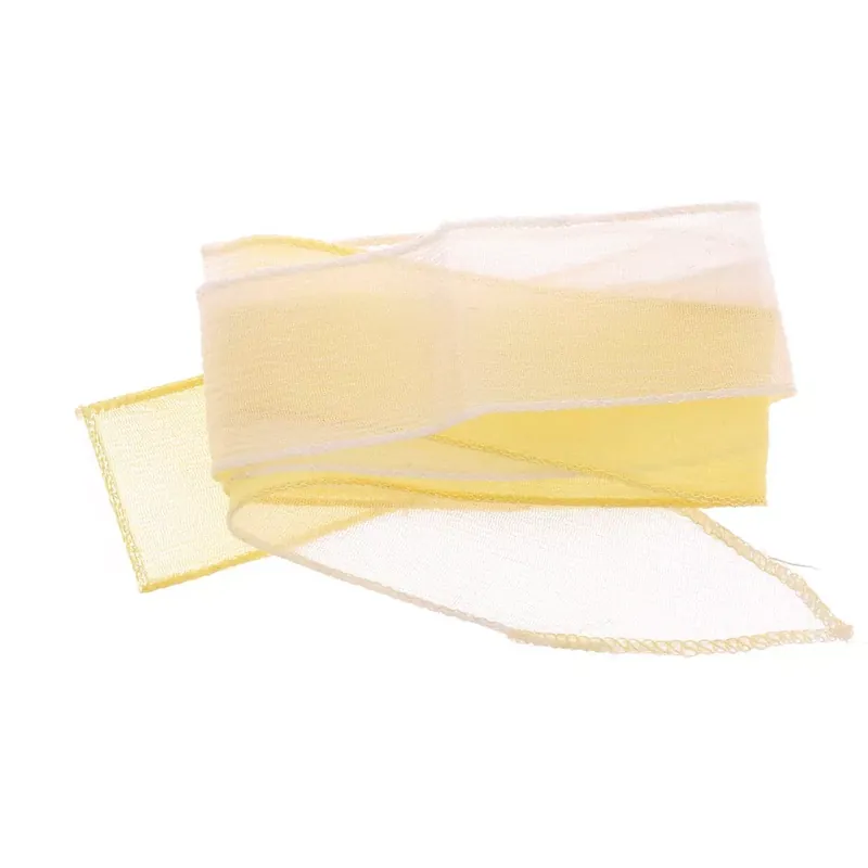 Consegna Rapida Ruban de soie 25 mm - Tie and dye - Ecru - Crème - Jaune clair x85cm