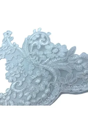 50 Cm Passamaneria FS Pizzo Tulle Ricamo Rebrodè Bianco Fiori Alto 16 Cm Ultima Occasione