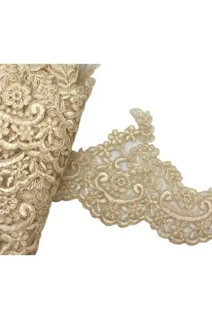 Offerta 50 Cm Passamaneria Tulle Pizzo Rebrodè Smerlo Punta Sposa Ecrù Fiore Alto 13 Cm