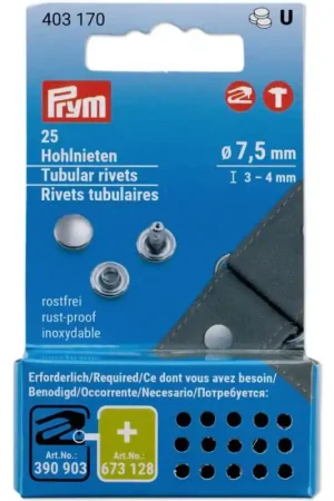 Pacchetto di Rivetti Tubolari Argentati - Prym Offerta Lampo