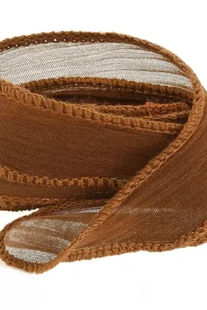 Spedizione Espresso Ruban de soie 10 mm - Sepia x85cm