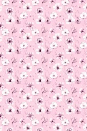 Tessuto Popeline - Fiori Rosa Di Tendenza