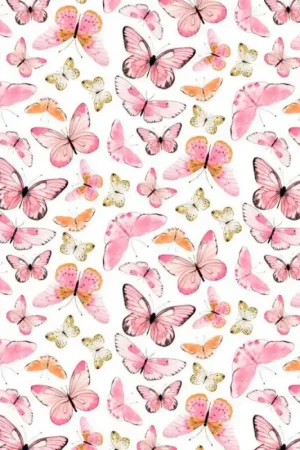 Tessuto Popeline - Farfalle Rosa Compra Online