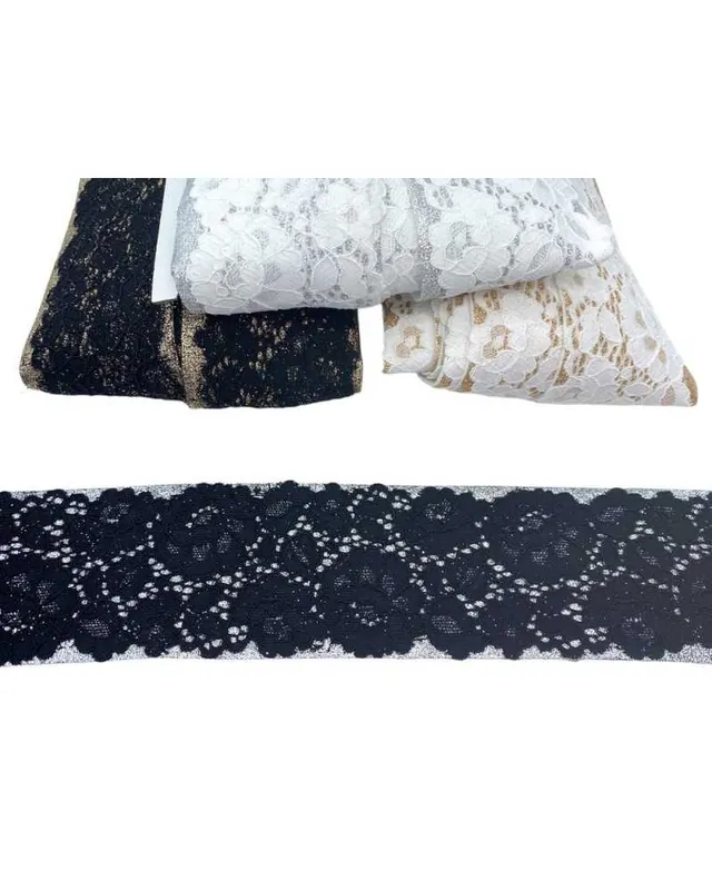 Quantità Limitata 50 Cm Passamaneria Gallone Pizzo Rashel Elastico Lurex Glitter Alto 6 Cm