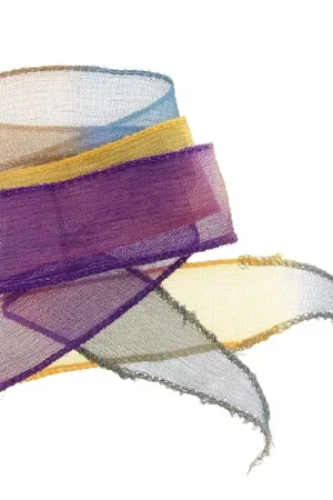 Ruban en soie 25 mm Tie and Dye Vampire Purple - Jaune - Bleu jean x85cm Occasione Imperdibile