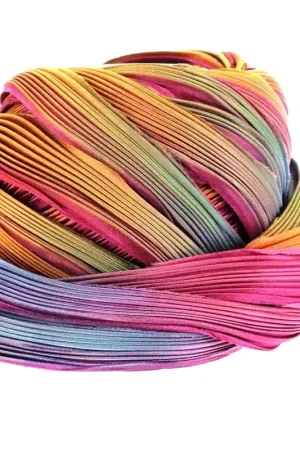 Compra Adesso Ruban twill de soie Shibori Tropical Pink Borealis x10cm
