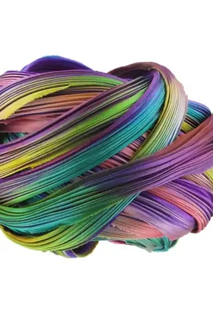 Ruban twill de soie Shibori Purple Passion Borealis x10cm Spedizione Gratuita