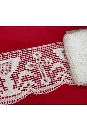 50 Cm Passamaneria Pizzo Bianco Merletto Puro Cotone Smerlato Sacro Calice Croce Alto 12 Cm A Buon Prezzo