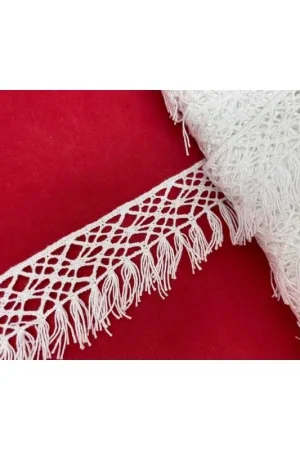 Popolare Passamaneria Merletto Cotone Frangia Piccola Bordo Tipo Uncinetto Alto 4 Cm