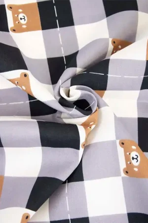 Tessuto Poplin Katia - Country Vichy Bear Saldi