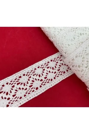 Passamaneria Merletto Cotone Tramezzo Bordo Tipo Uncinetto Alto 4,5 Cm Spedizione Gratuita