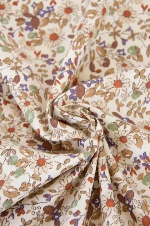 Tessuto Poplin Light Print Katia - Nuts Flowers Prezzo Conveniente