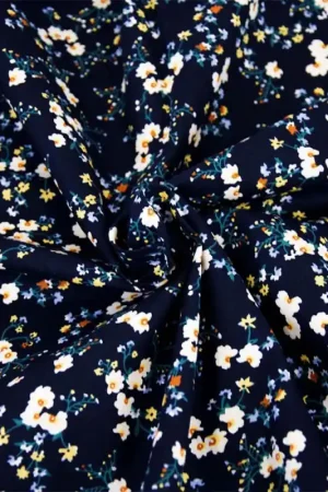 Tessuto Poplin Light Print Katia - Pansy Navy Promo Stagionale