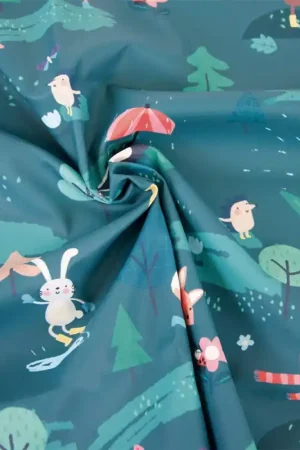 Tessuto Raincoat PU Print Katia - Rain Forest Spedizione Espresso