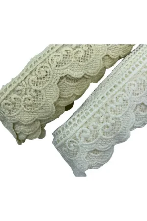 19,50 Mt Passamaneria Merletto Tulle Punta Ricamo Ghirigoro Smerlato Mano Cotone Matto Alto 6 Cm Prezzo Di Fabbrica