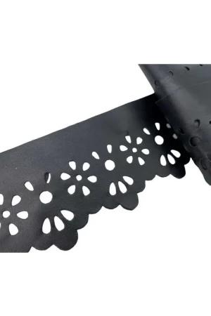 50 Cm Passamaneria Nera Pizzo Sangallo Ecopelle Matta Similpelle Alto 55 Mm Prezzo Basso