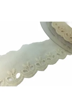 Passamaneria FS Pizzo Sangallo Cotone Batistato Punta Smerlato Alto 3 Cm Prezzo Scontato