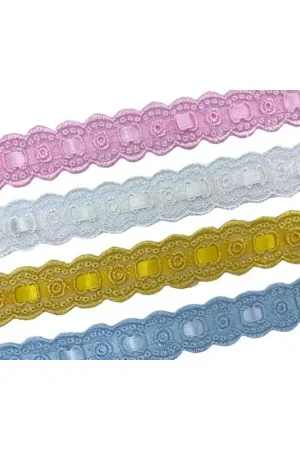 Passamaneria Pizzo Tulle Merletto Ricamo Tramezzo Passanastro Raso Alto 25 Mm Professionale