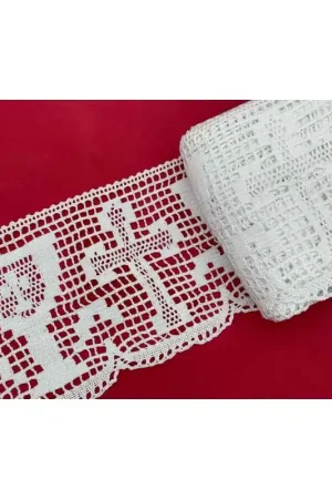 50 Cm Passamaneria 9700 Pizzo Merletto Fusello Cotone Bianco Smerlato Sacro Calice Croce Alto 10 Cm Offerta Del Giorno